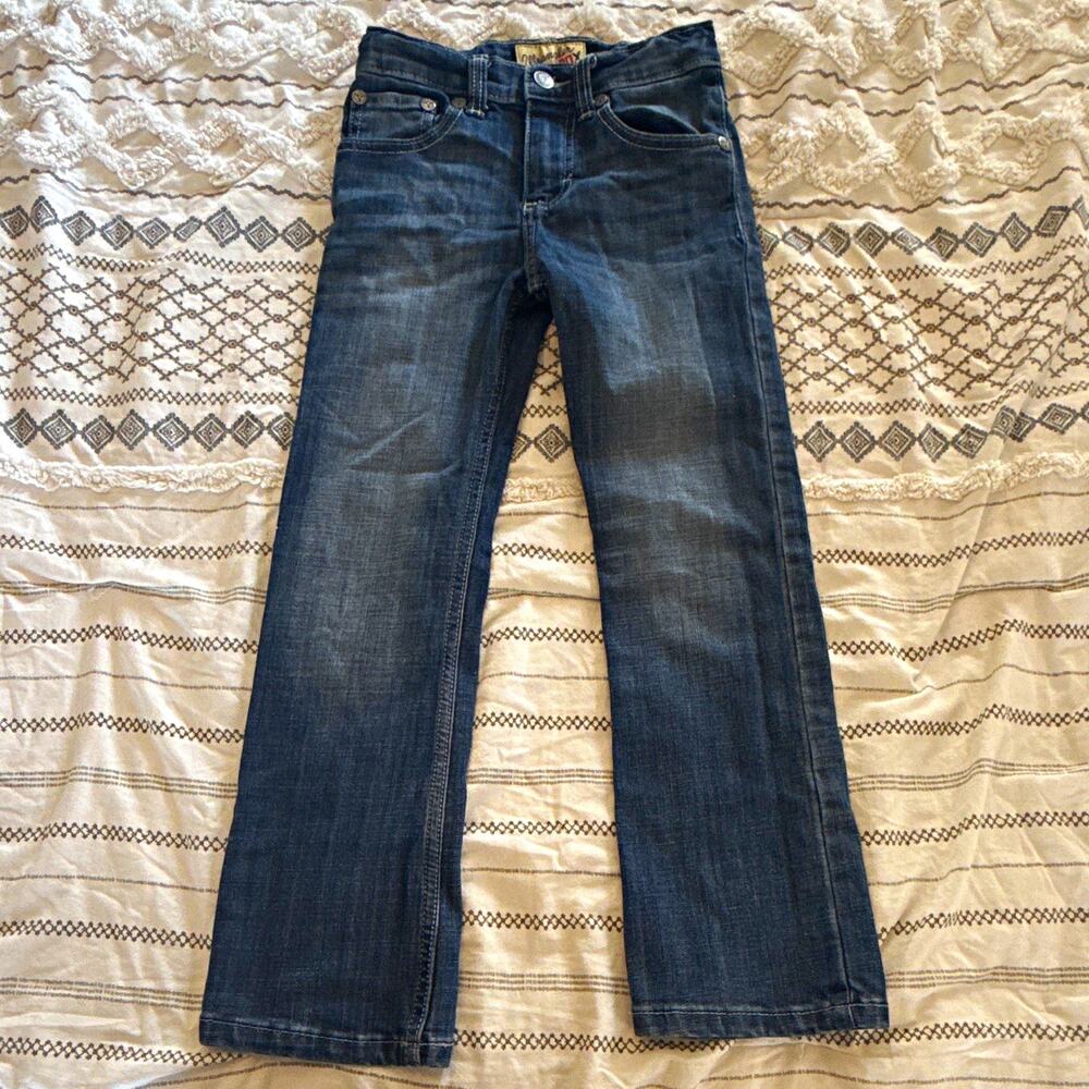 Wrangler 20X Boys Size 8 Slim Dark Wash Blue Denim Straight Jeans Pockets
